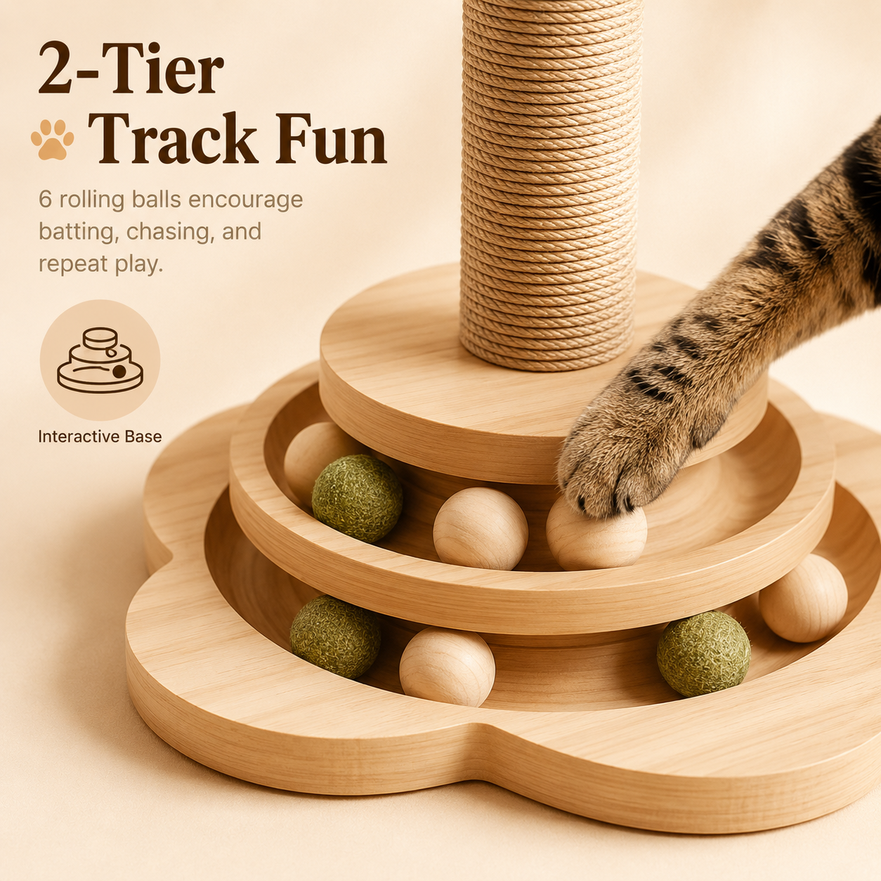 All-in-One Sisal Cat Scratching Post with Interactive Toys