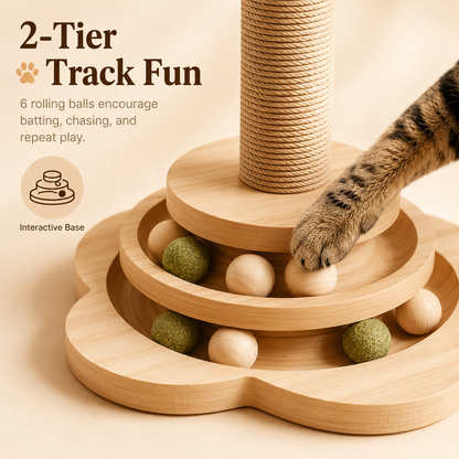 All-in-One Sisal Cat Scratching Post with Interactive Toys